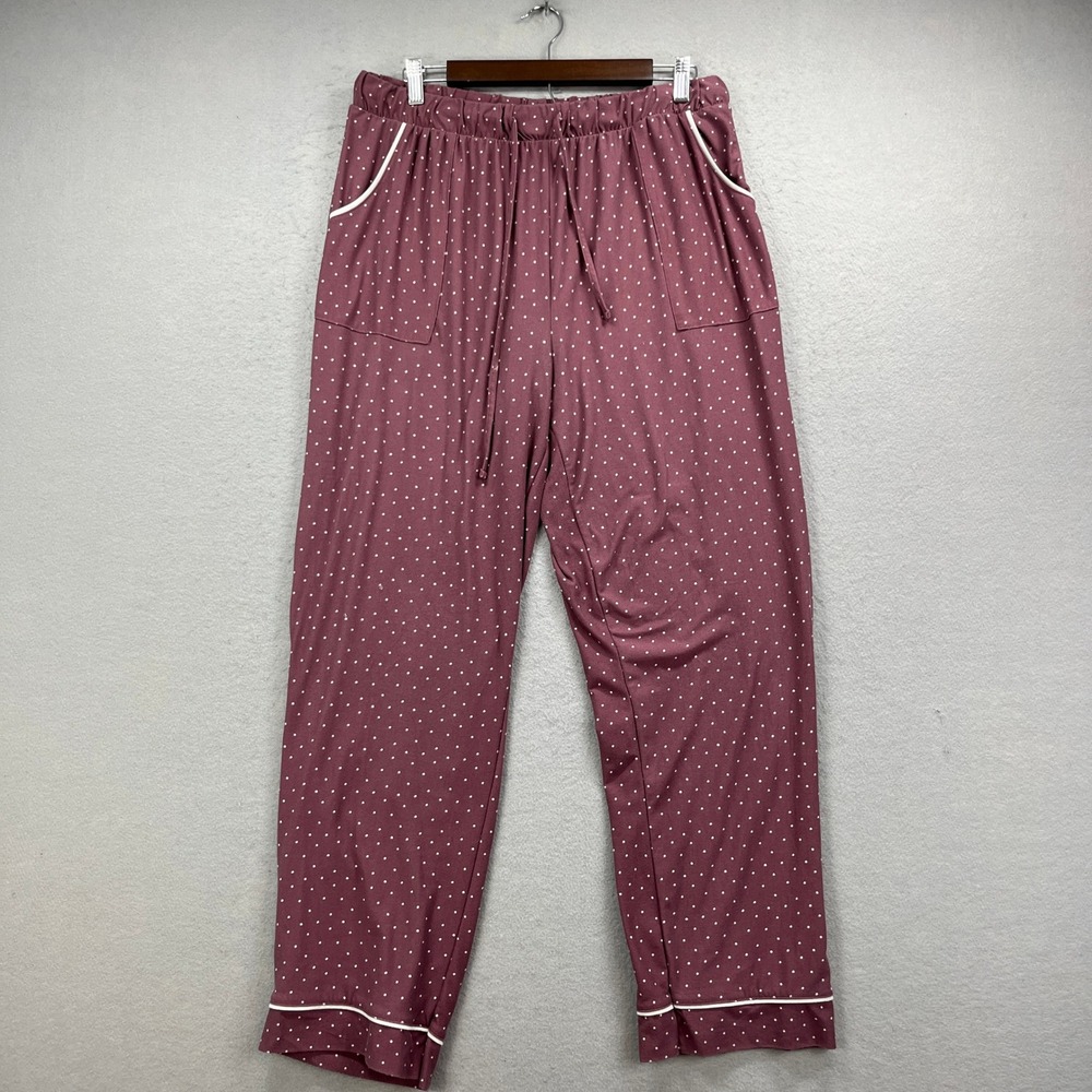 Lucky Brand Pajama Pants Women XL Maroon Polka Dot Lounge Sleepwear Comfort Soft